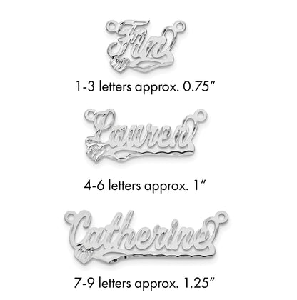 Sterlingsilber Silber/rhodiniert Diamantiert Herz Name Platte