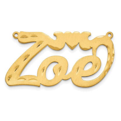 Vergoldet Sterlingsilber /gold Satiniert Diamantiert Herz Name Platte