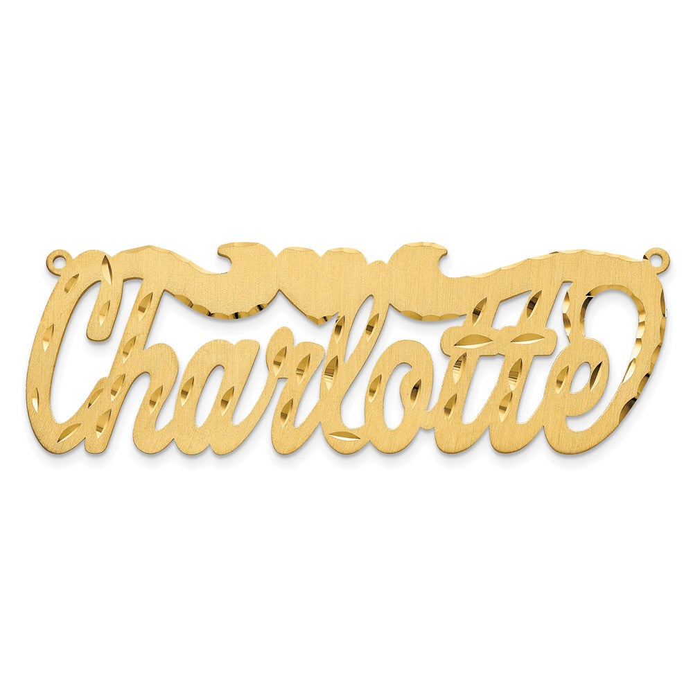 Vergoldet Sterlingsilber /gold Satiniert Diamantiert Herz Name Platte