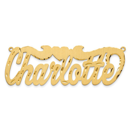 Vergoldet Sterlingsilber /gold Satiniert Diamantiert Herz Name Platte