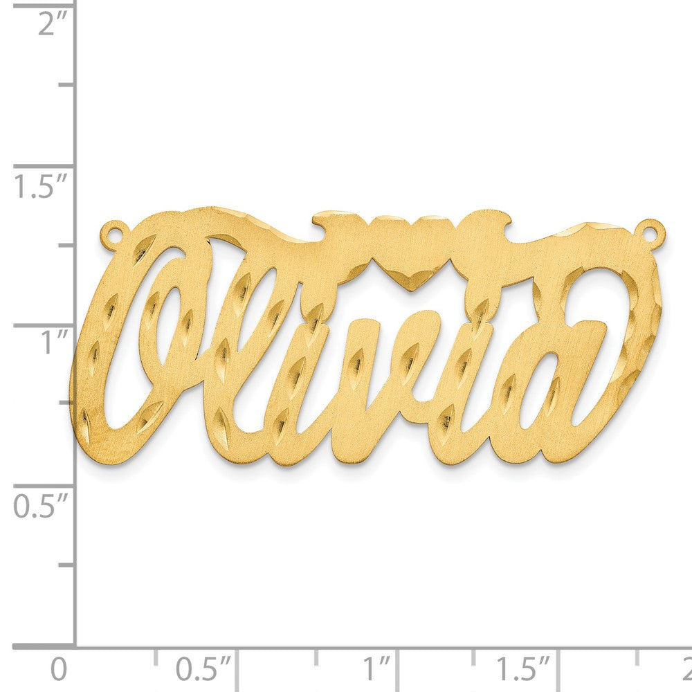 Vergoldet Sterlingsilber /gold Satiniert Diamantiert Herz Name Platte