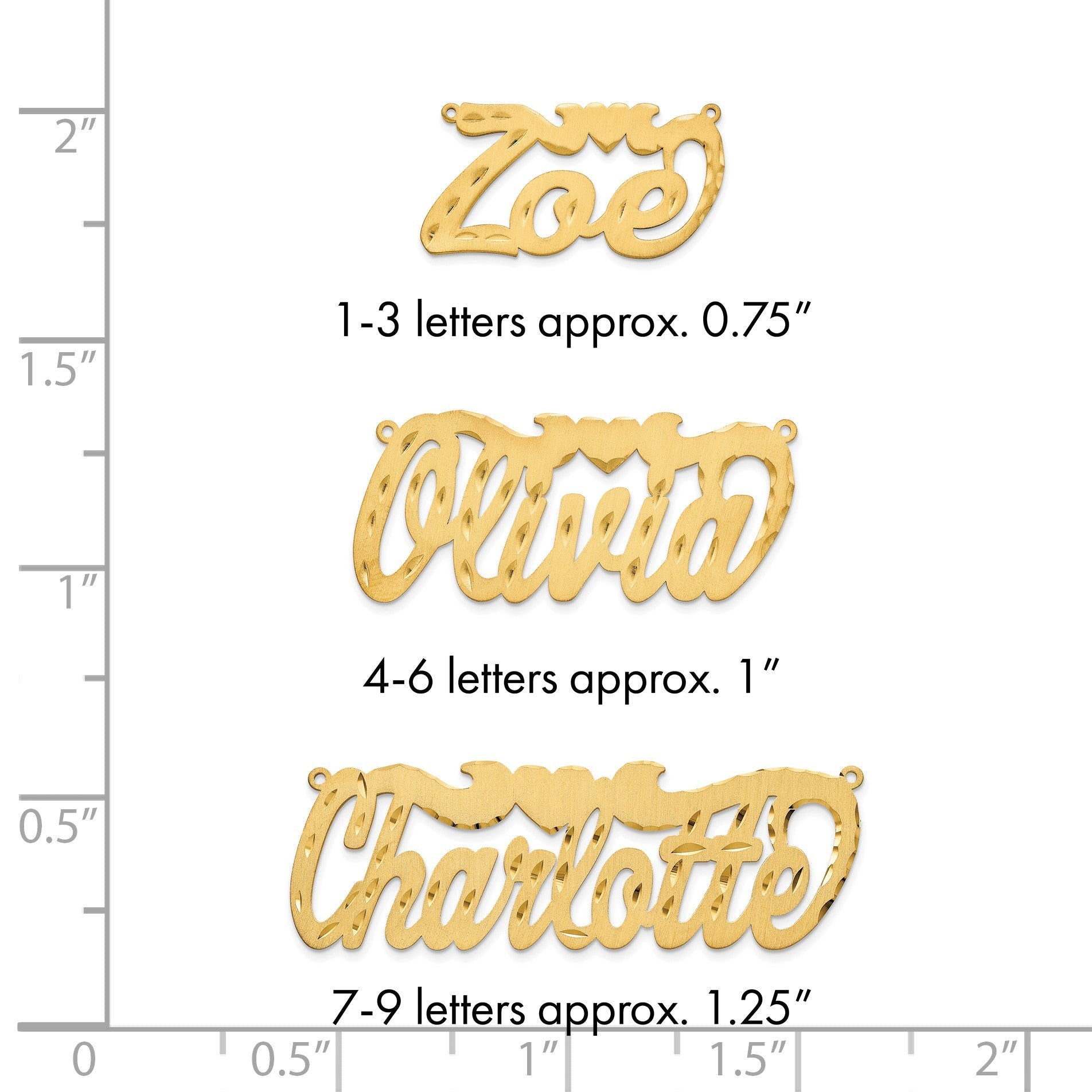 14K Gelbgold Satiniert Diamantiert Herz Name Platte