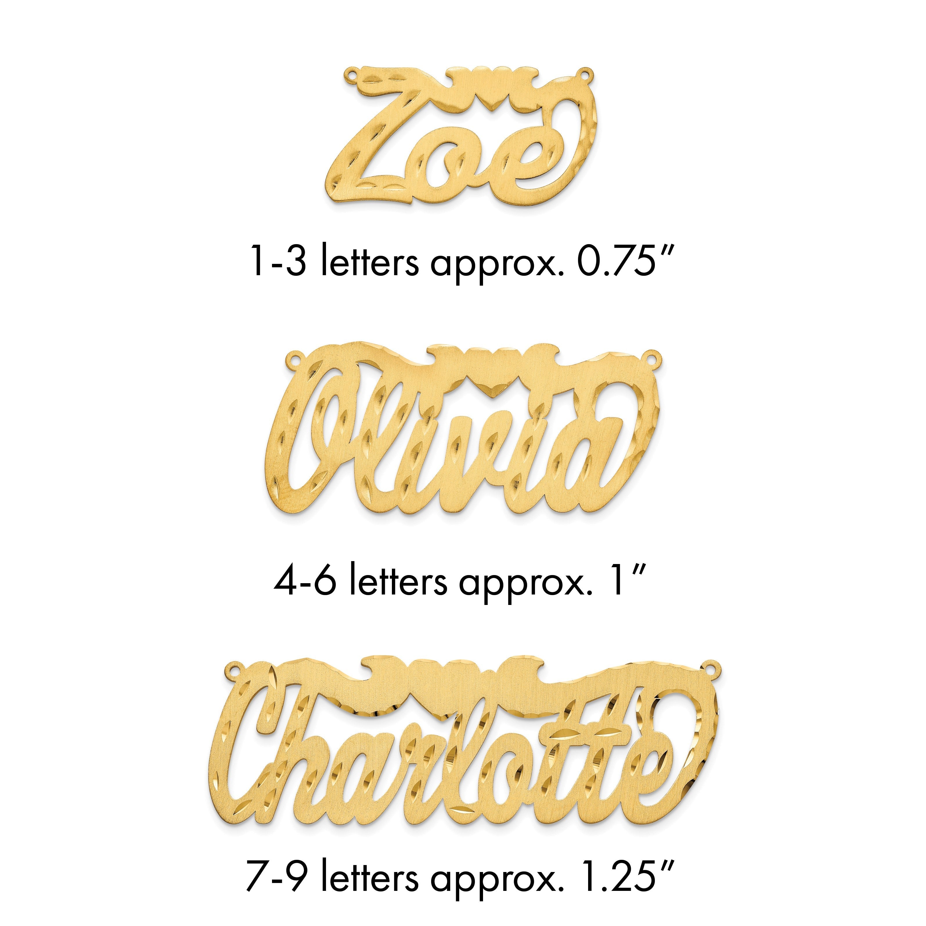 14K Gelbgold Satiniert Diamantiert Herz Name Platte