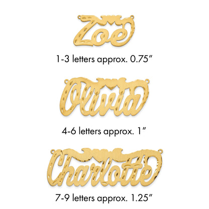 14K Gelbgold Satiniert Diamantiert Herz Name Platte