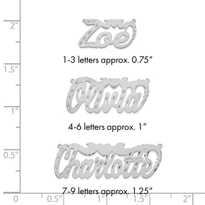 14K Weißgold Satiniert Diamantiert Herz Name Platte