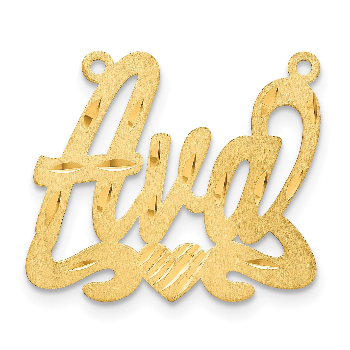 14K Gelbgold Satiniert Diamantiert Herz Name Platte