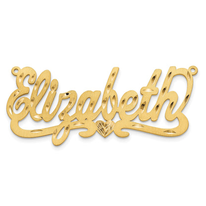 14K Gelbgold Satiniert Diamantiert Herz Name Platte