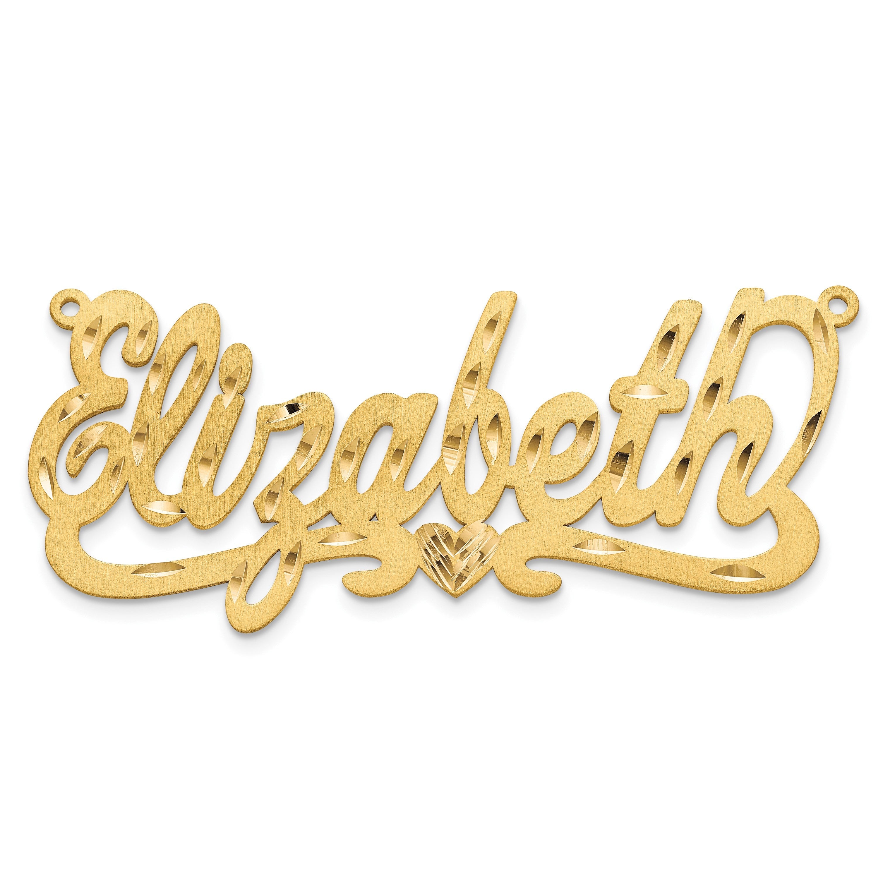 Vergoldet Sterlingsilber /gold Satiniert Diamantiert Herz Name Platte