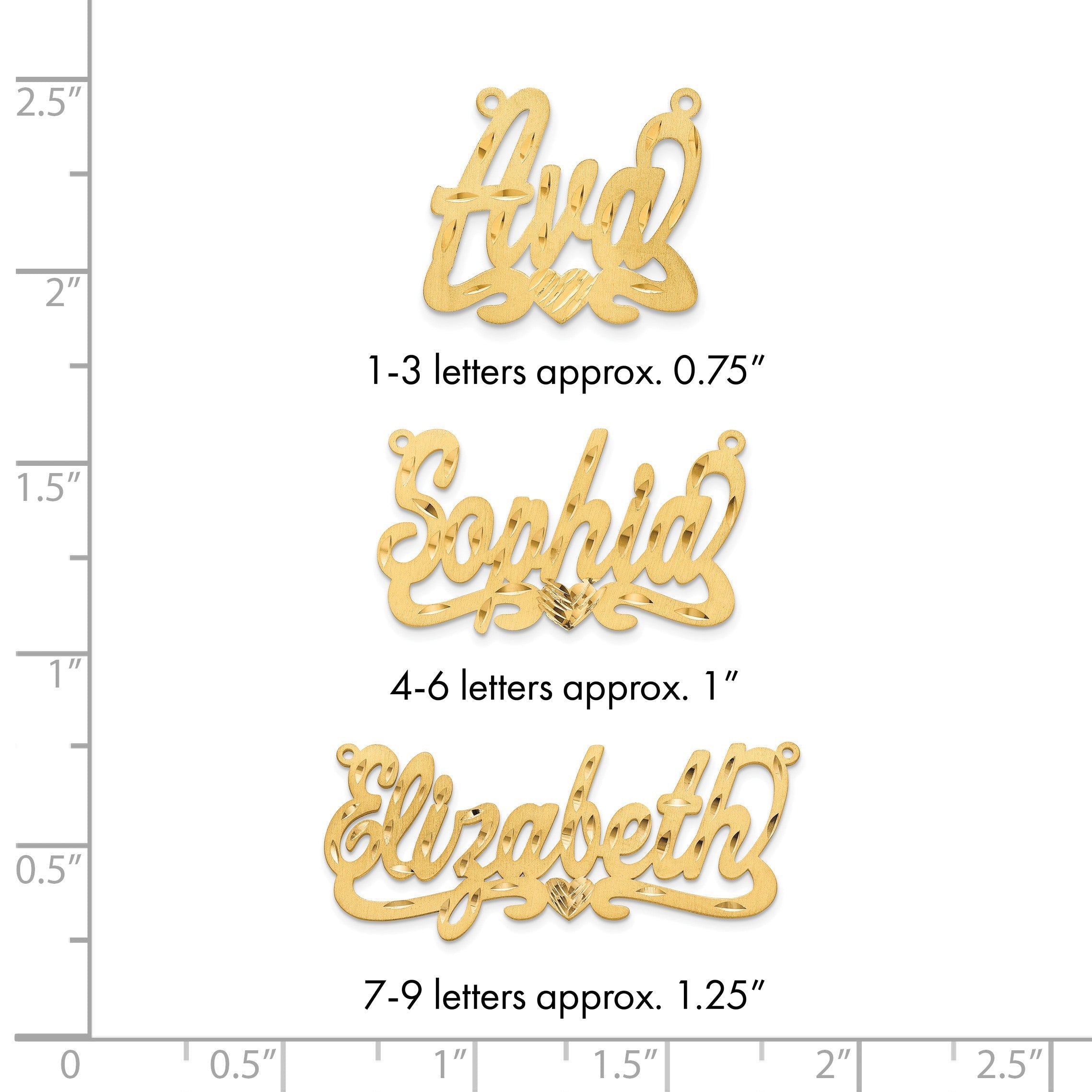 14K Gelbgold Satiniert Diamantiert Herz Name Platte