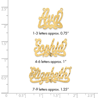 14K Gelbgold Satiniert Diamantiert Herz Name Platte