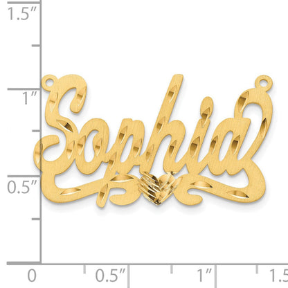 14K Gelbgold Satiniert Diamantiert Herz Name Platte