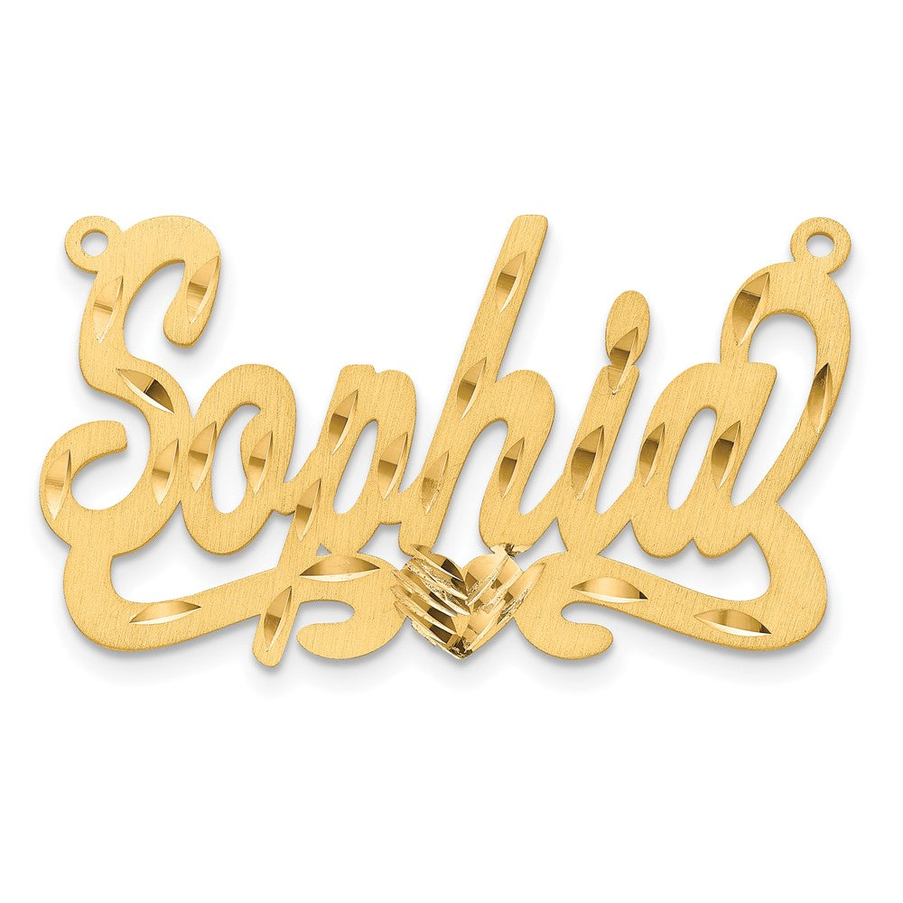 Vergoldet Sterlingsilber /gold Satiniert Diamantiert Herz Name Platte