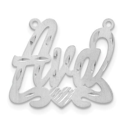 Sterlingsilber Silber/rhodiniert Satiniert Diamantiert Herz Name Platte