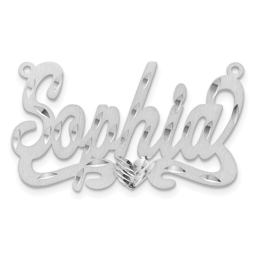 Sterlingsilber Silber/rhodiniert Satiniert Diamantiert Herz Name Platte