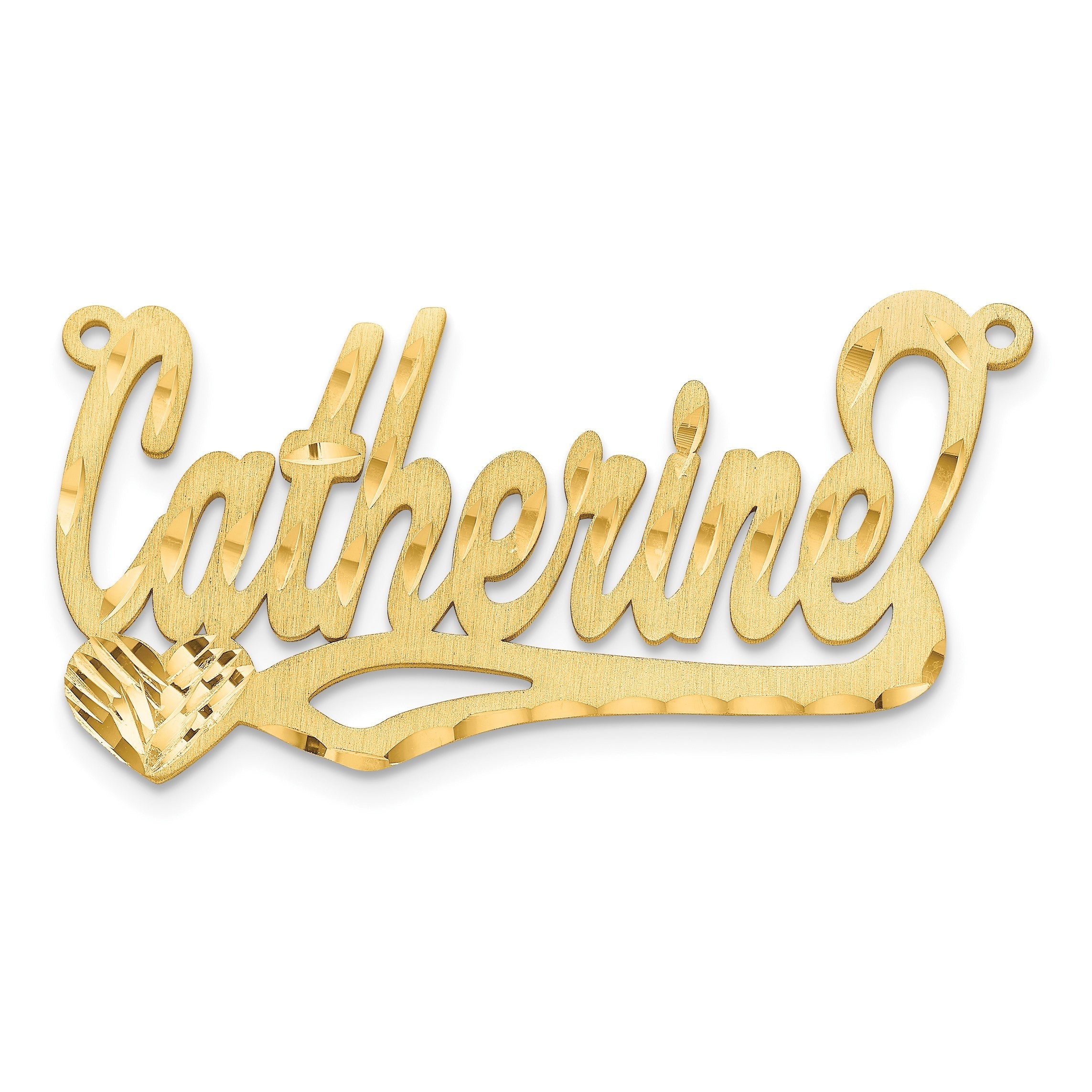 14K Gelbgold Satiniert Diamantiert Herz Name Platte