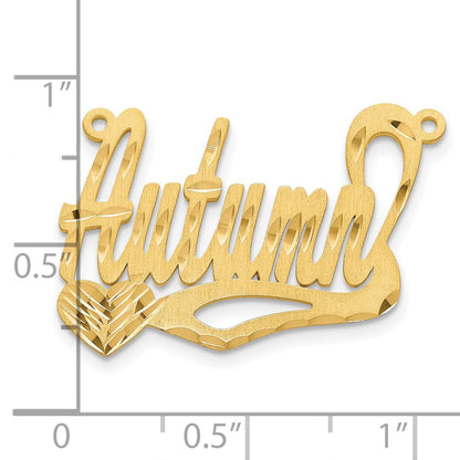 14K Gelbgold Satiniert Diamantiert Herz Name Platte