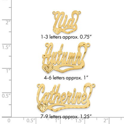 Vergoldet Sterlingsilber /gold Satiniert Diamantiert Herz Name Platte