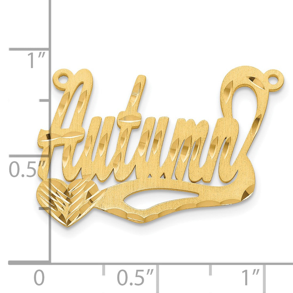 Vergoldet Sterlingsilber /gold Satiniert Diamantiert Herz Name Platte