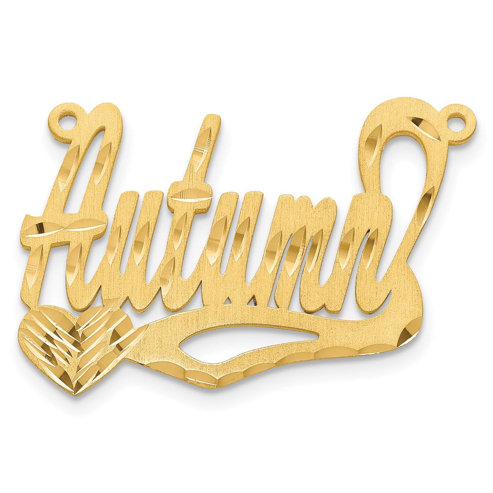 14K Gelbgold Satiniert Diamantiert Herz Name Platte