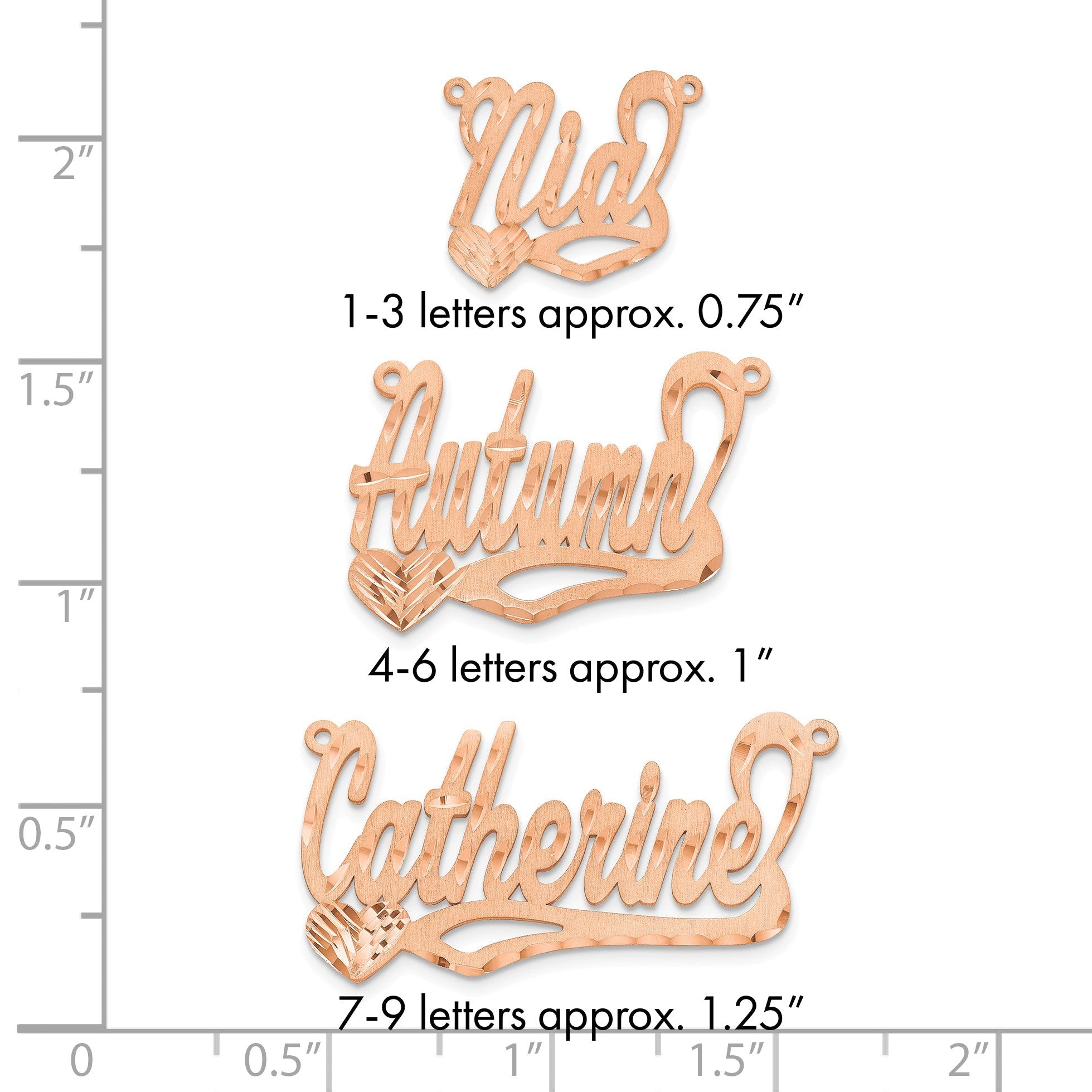 14K Roségold Satiniert Diamantiert Herz Name Platte