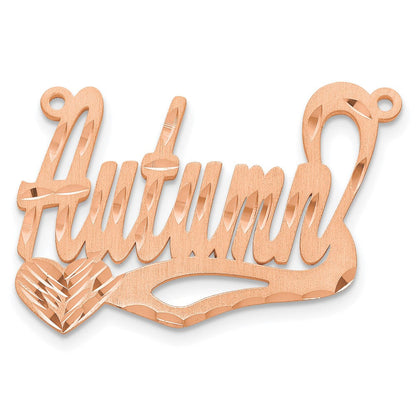 14K Roségold Satiniert Diamantiert Herz Name Platte