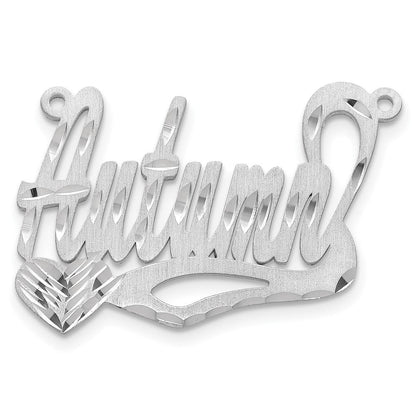 Sterlingsilber Silber/rhodiniert Satiniert Diamantiert Herz Name Platte