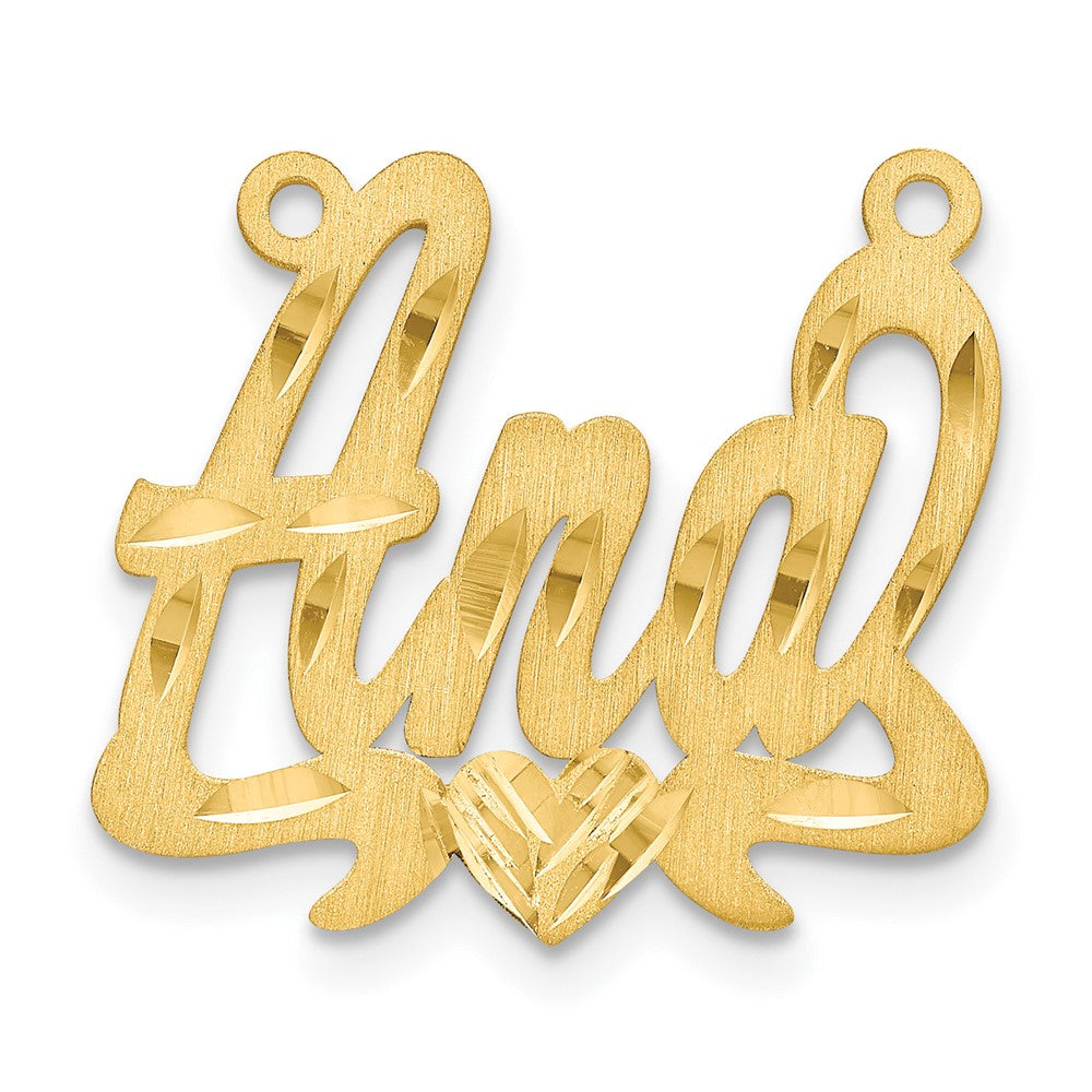 14K Gelbgold Satiniert Diamantiert Herz Name Platte