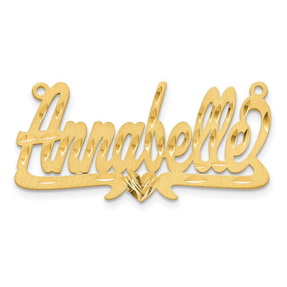 14K Gelbgold Satiniert Diamantiert Herz Name Platte