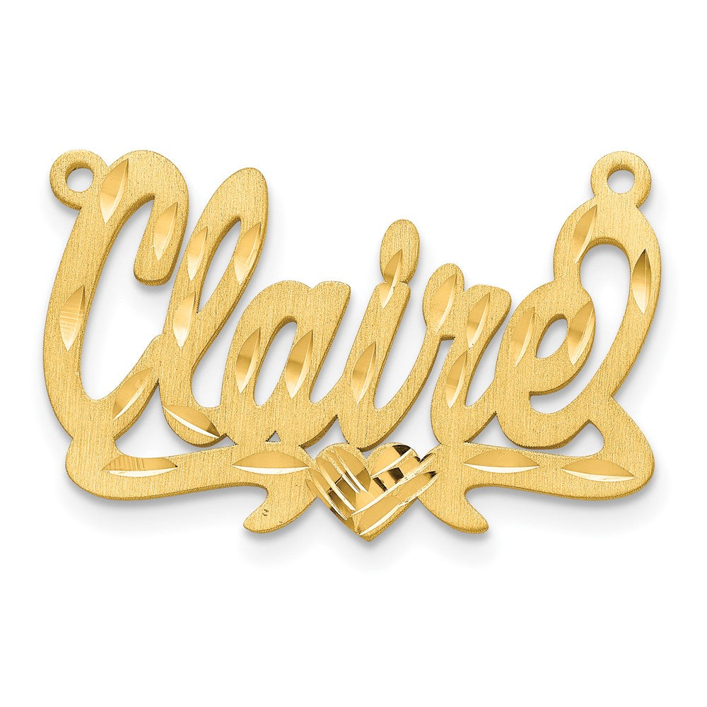 14K Gelbgold Satiniert Diamantiert Herz Name Platte