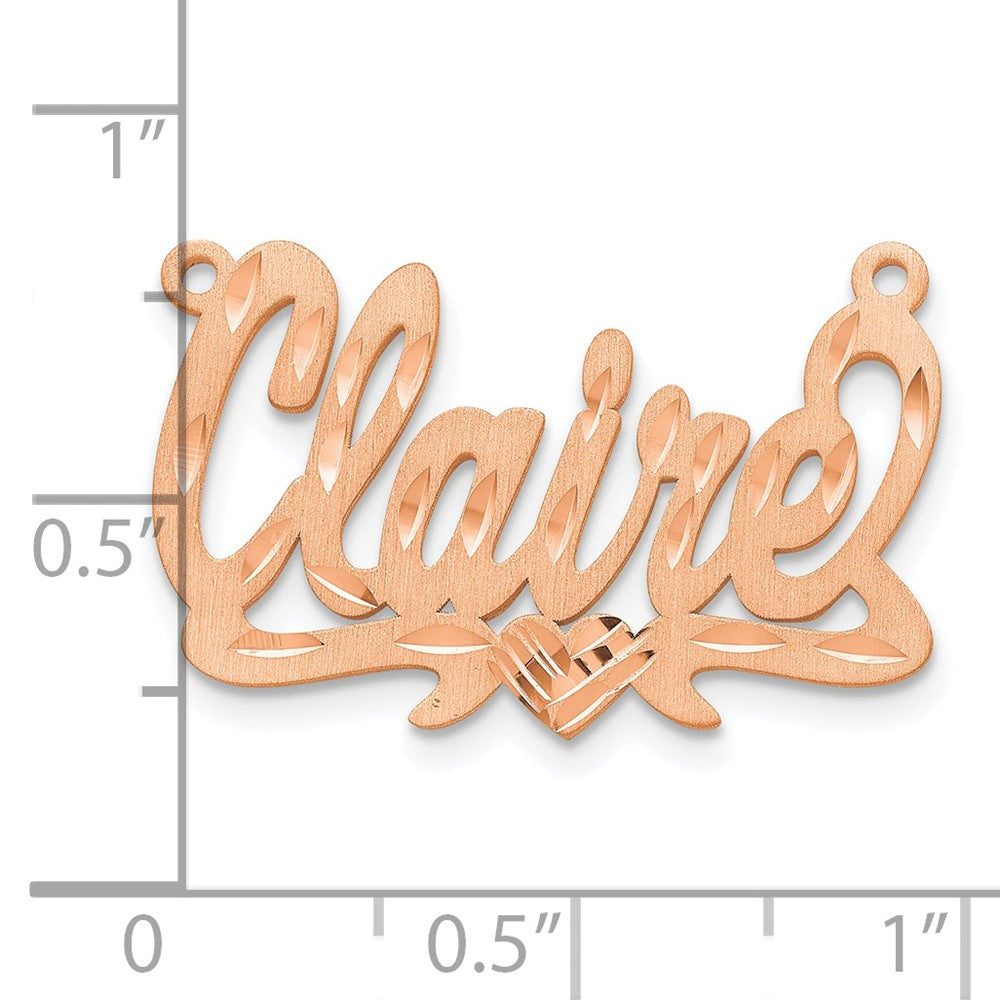 14K Roségold Satiniert Diamantiert Herz Name Platte