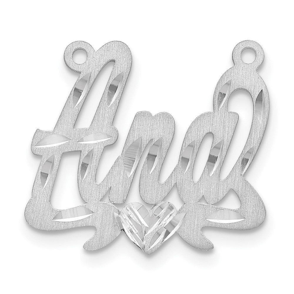 Sterlingsilber Silber/rhodiniert Satiniert Diamantiert Herz Name Platte