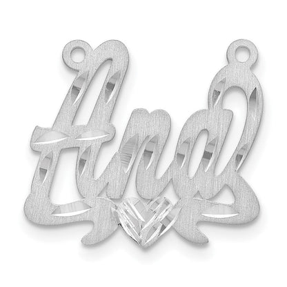 Sterlingsilber Silber/rhodiniert Satiniert Diamantiert Herz Name Platte