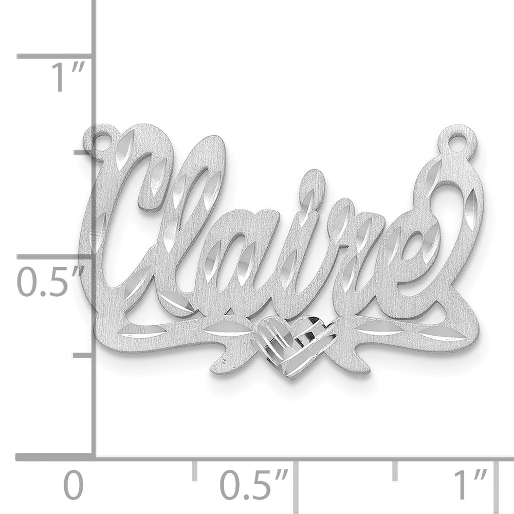 Sterlingsilber Silber/rhodiniert Satiniert Diamantiert Herz Name Platte
