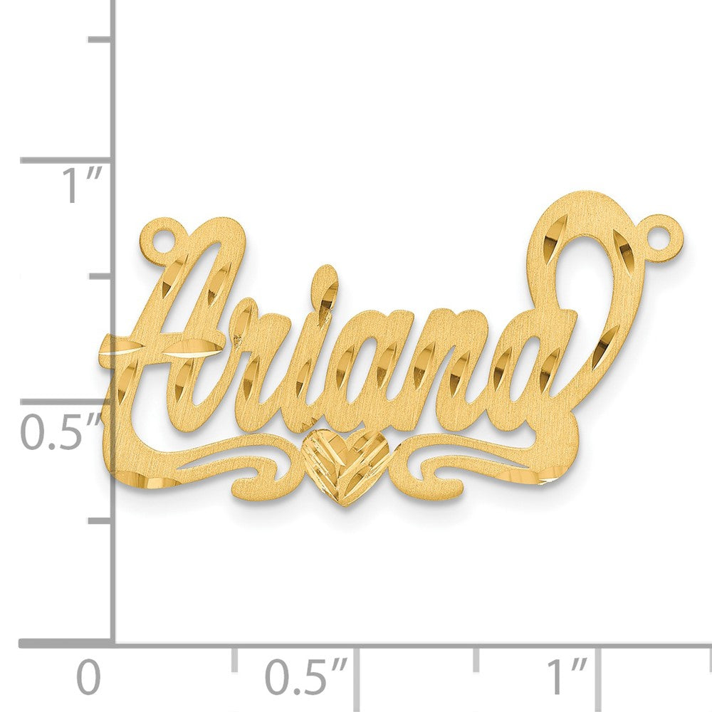 14K Gelbgold Satiniert Diamantiert Herz Name Platte