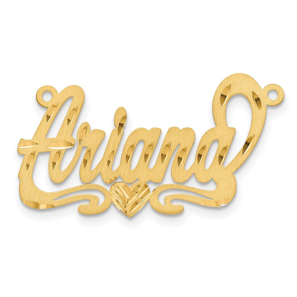 14K Gelbgold Satiniert Diamantiert Herz Name Platte