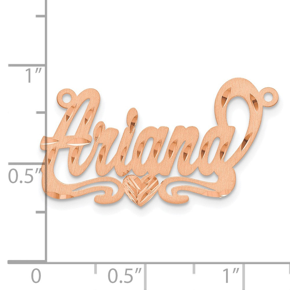 14K Roségold Satiniert Diamantiert Herz Name Platte