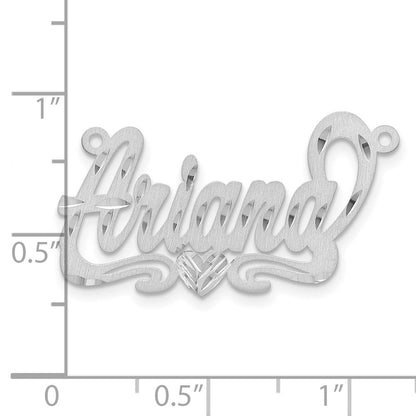 Sterlingsilber Silber/rhodiniert Satiniert Diamantiert Herz Name Platte
