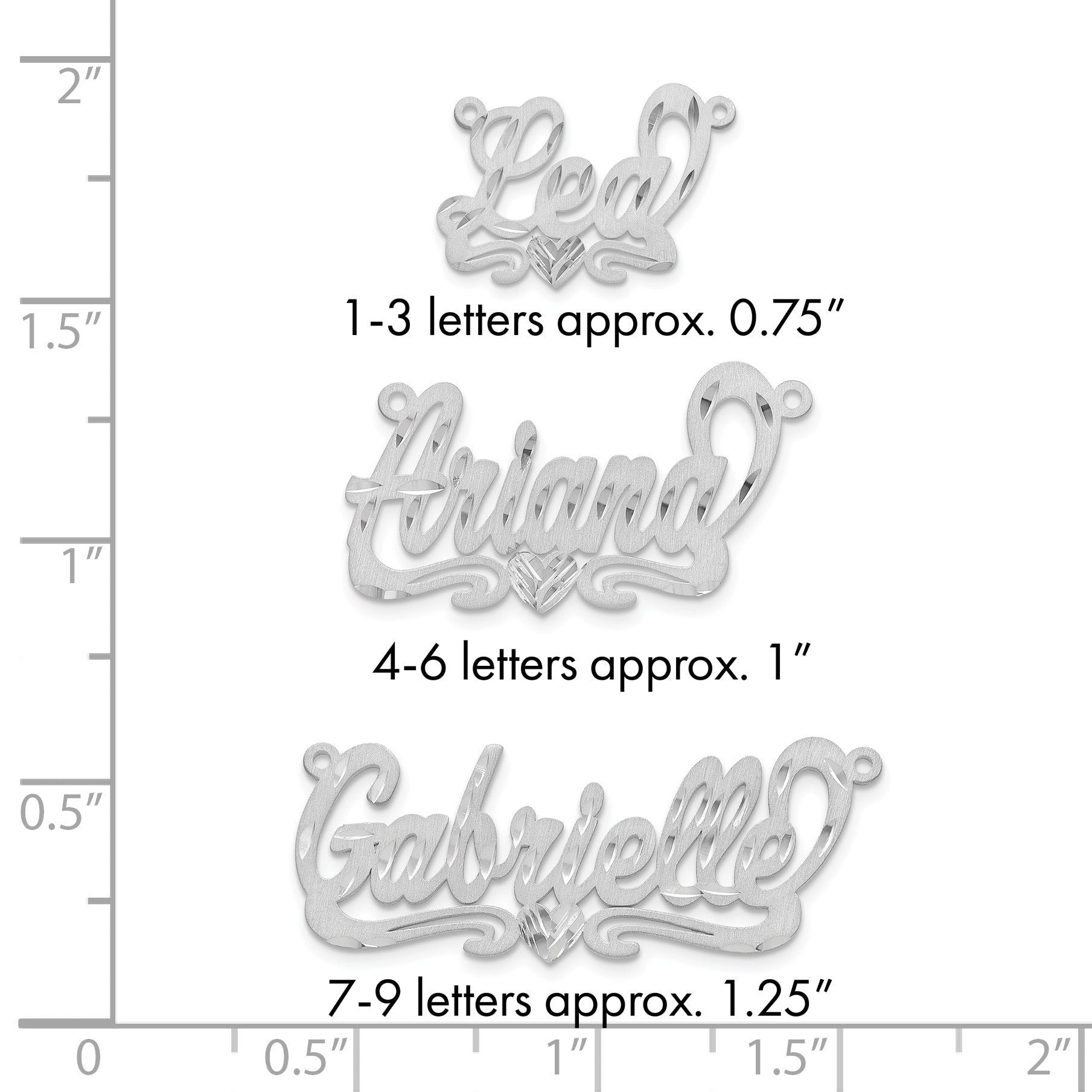 14K Weißgold Satiniert Diamantiert Herz Name Platte