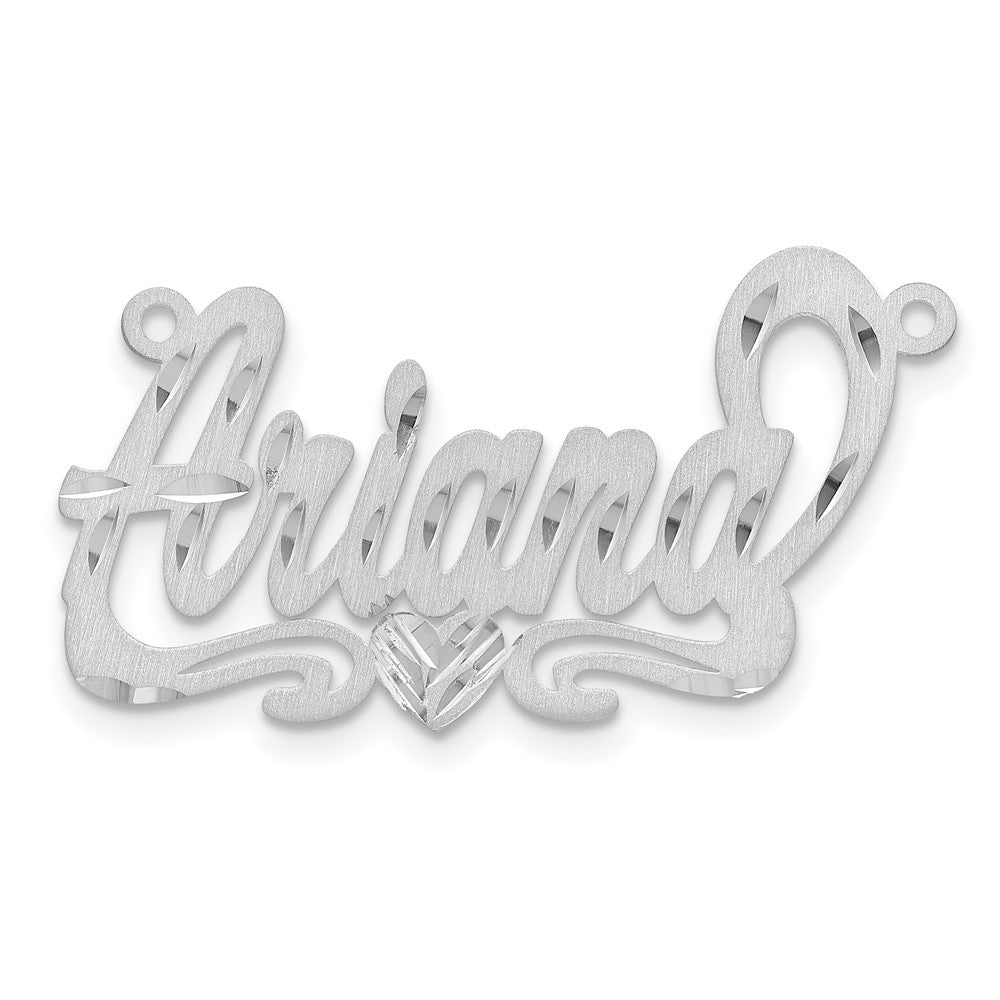 Sterlingsilber Silber/rhodiniert Satiniert Diamantiert Herz Name Platte