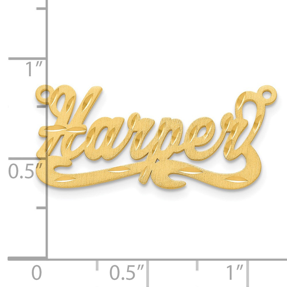 14K Gelbgold Satiniert Diamantiert Name Platte