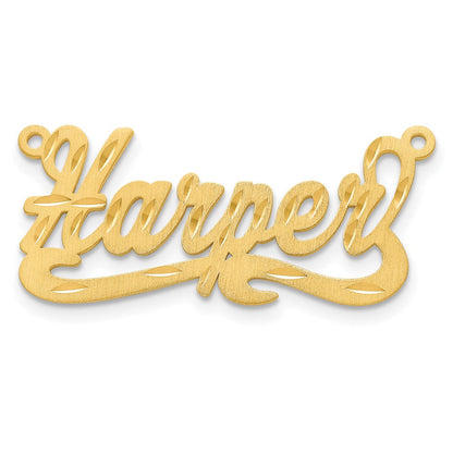14K Gelbgold Satiniert Diamantiert Name Platte