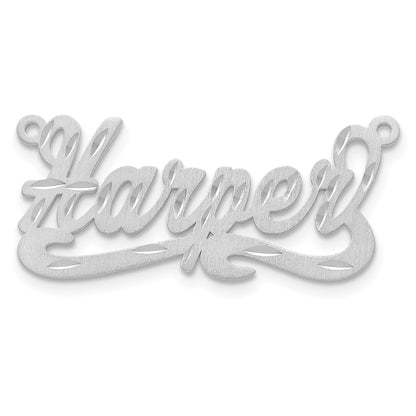 14K Weißgold Satiniert Diamantiert Name Platte