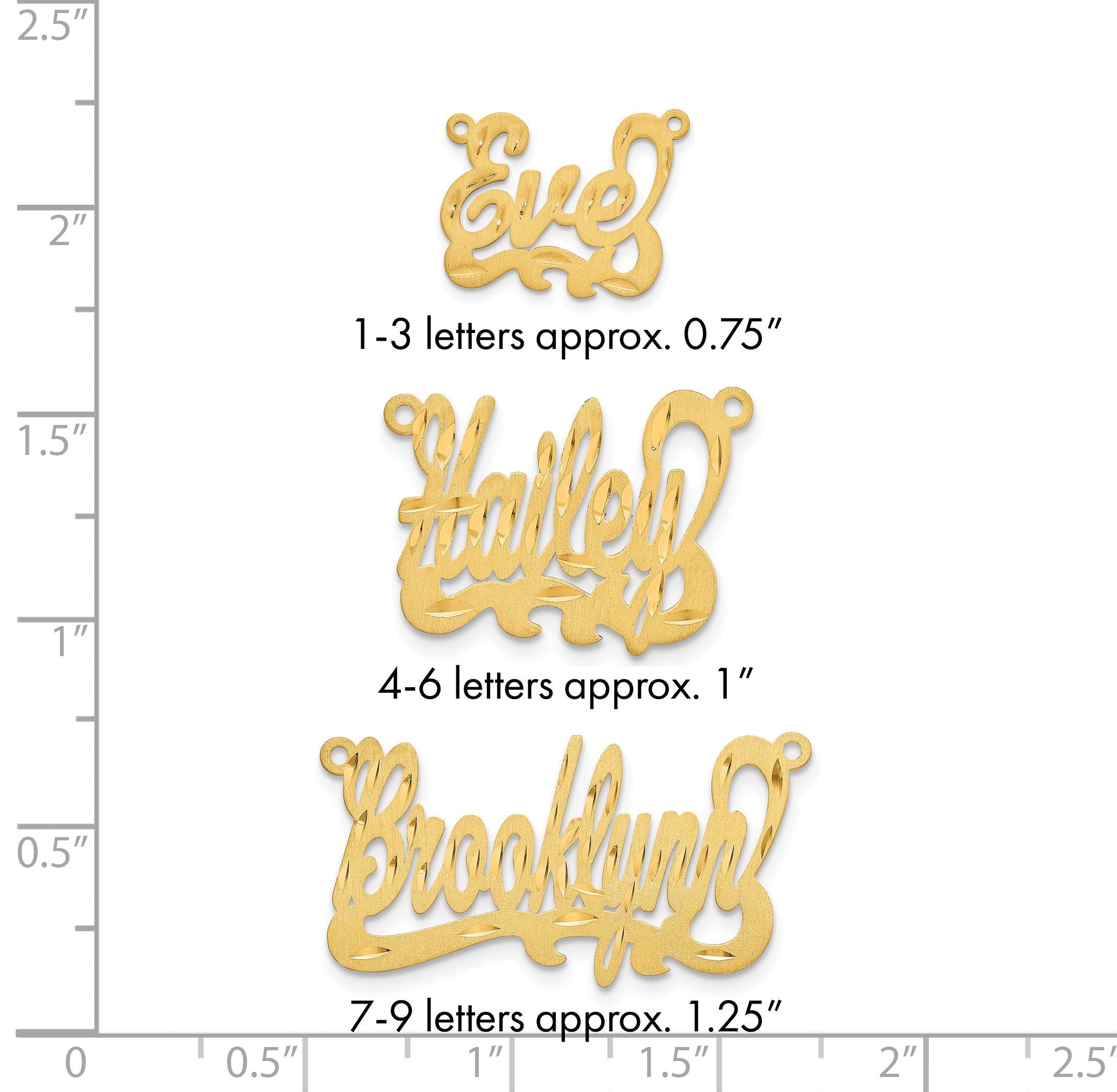 14K Gelbgold Satiniert Diamantiert Name Platte