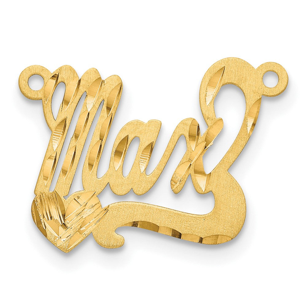 14K Gelbgold Satiniert Diamantiert Herz Name Platte