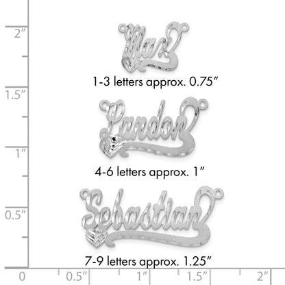 Sterlingsilber Silber/rhodiniert Satiniert Diamantiert Herz Name Platte