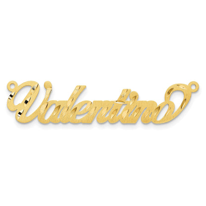 14K Gelbgold Satiniert Diamantiert Name Platte