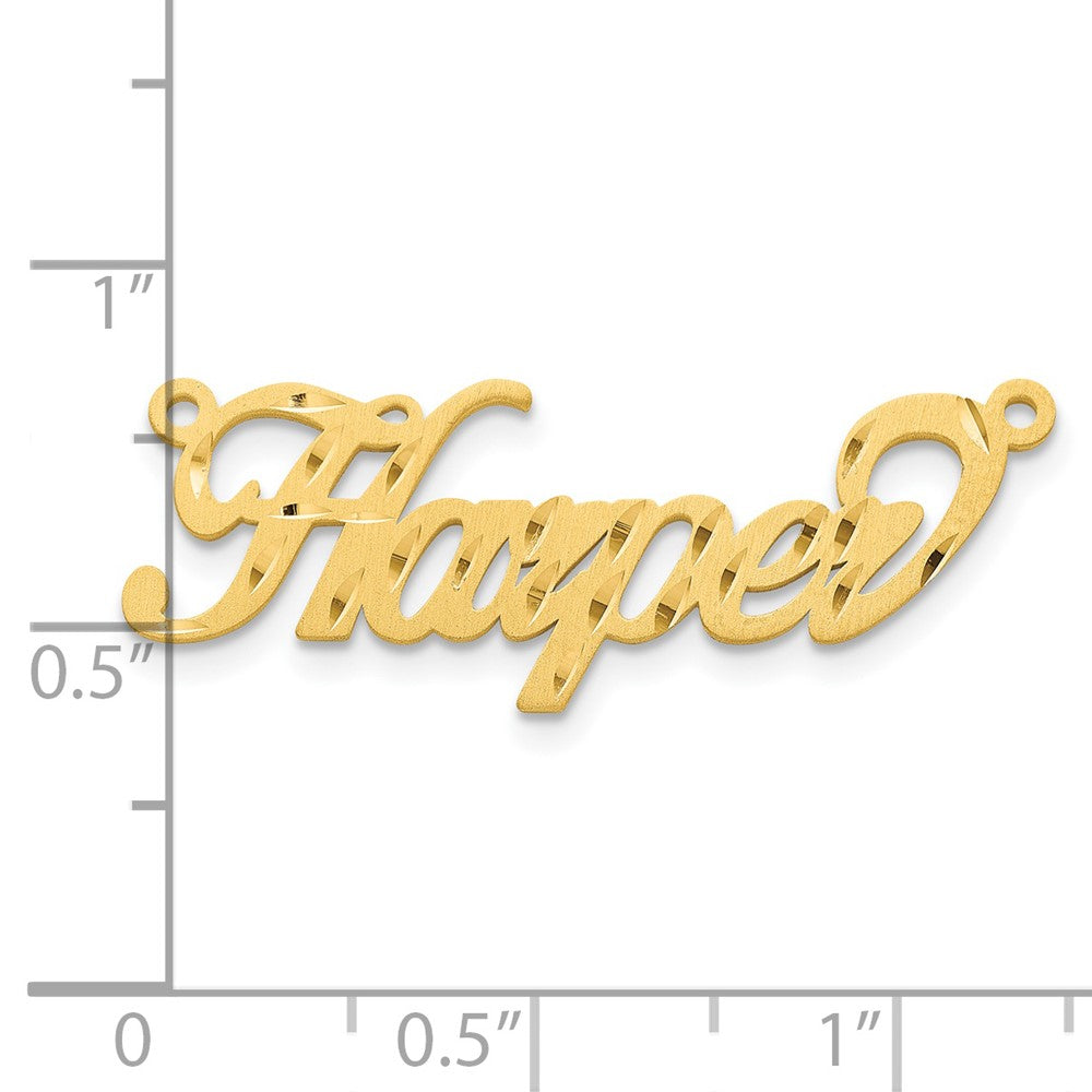 14K Gelbgold Satiniert Diamantiert Name Platte
