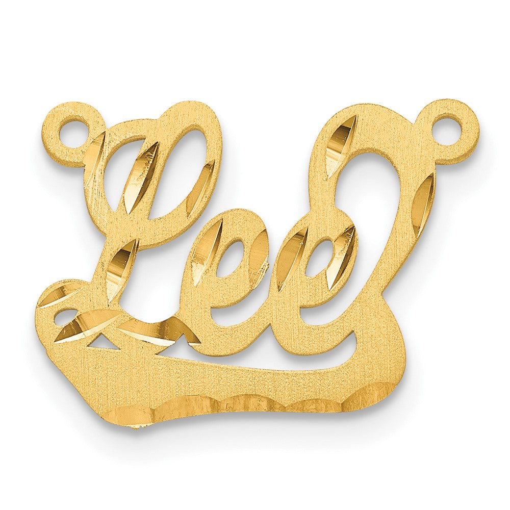 14K Gelbgold Satiniert Diamantiert Underlined Name Platte