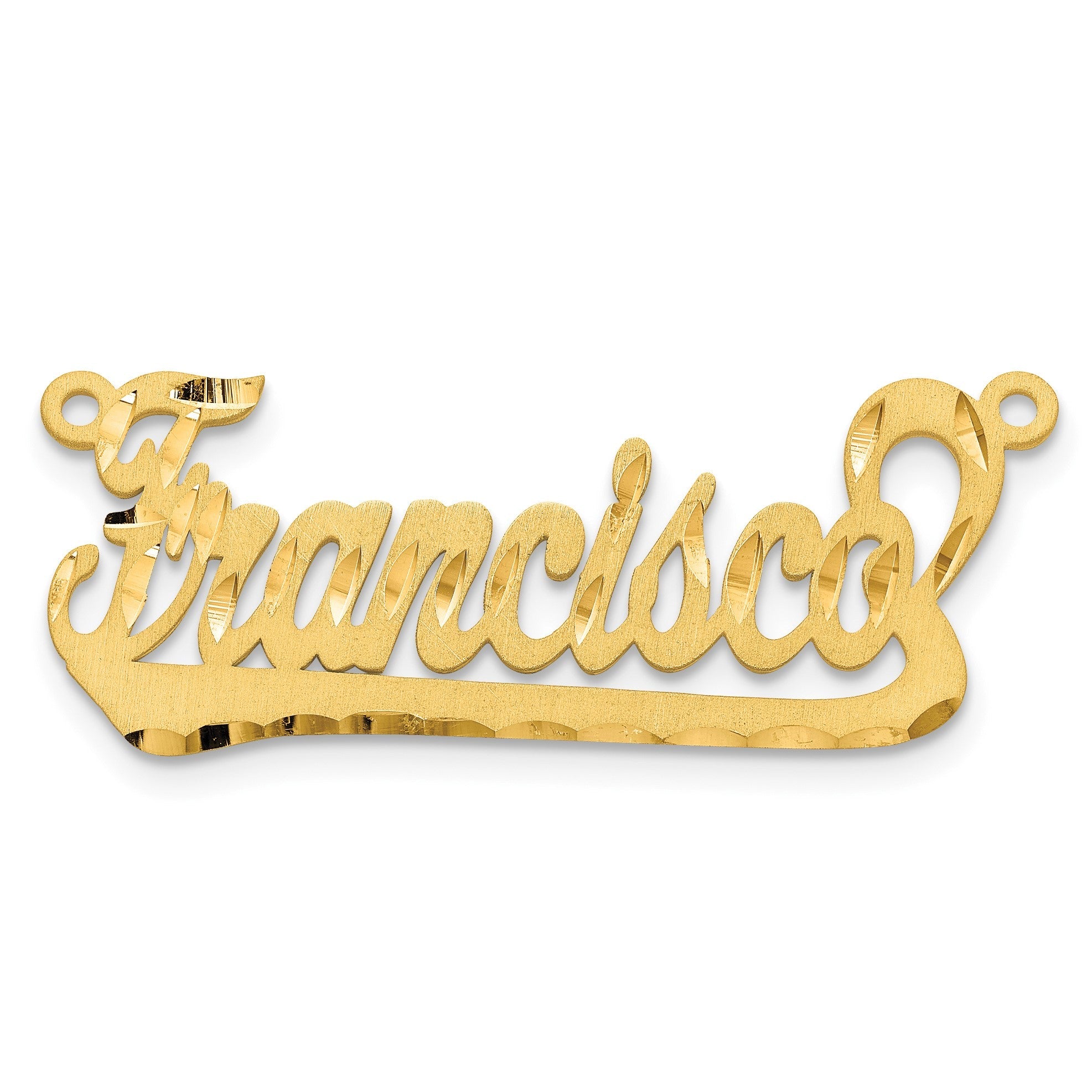 14K Gelbgold Satiniert Diamantiert Underlined Name Platte