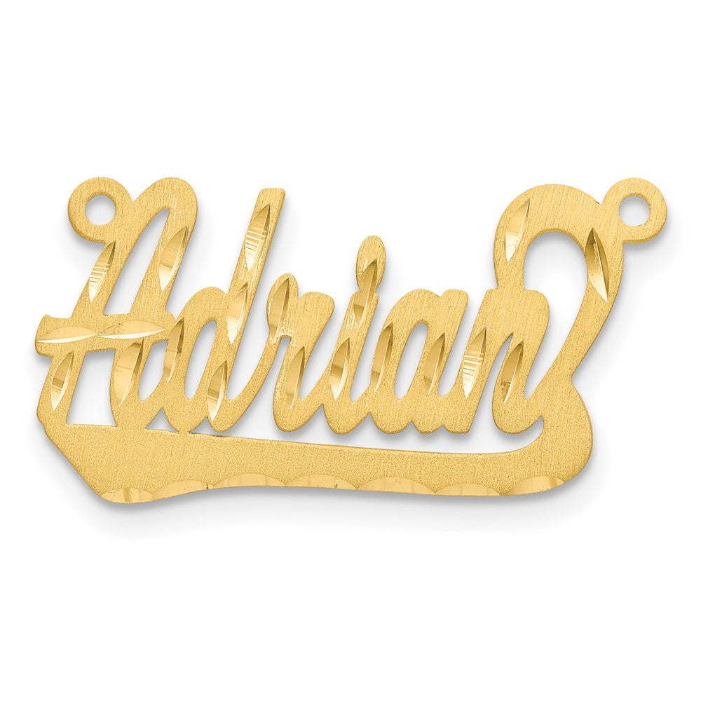 14K Gelbgold Satiniert Diamantiert Underlined Name Platte